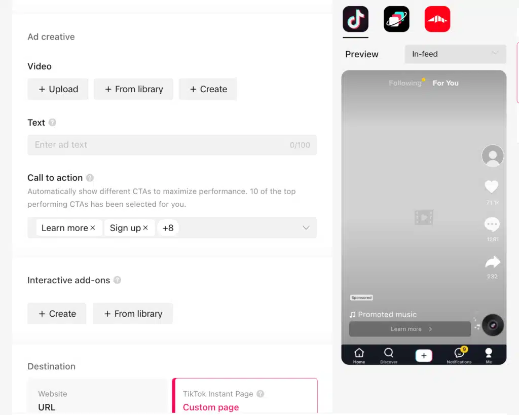 شكل الإعلان في تيك توك